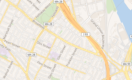 map of 133A Broadway Somerville, MA 02145