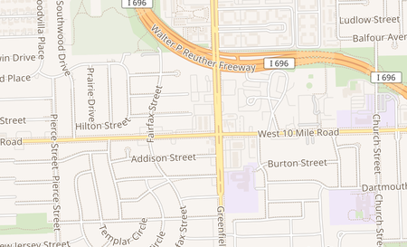 map of 15600 W. 10 Mile Road Southfield, MI 48075
