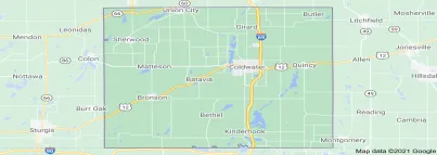 map of Branch County, MI 49036