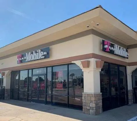 Exterior photo of T-Mobile store at W Main St & S Edmonds Ln, Lewisville, TX