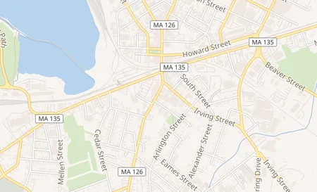 map of 68 Hollis St Framingham, MA 01702
