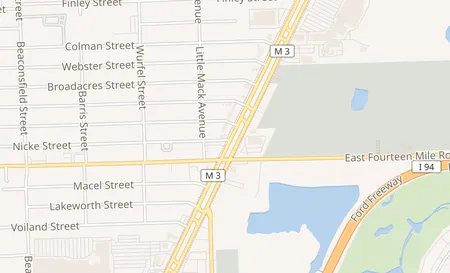map of 33107 S. Gratiot Avenue Clinton Township, MI 48035