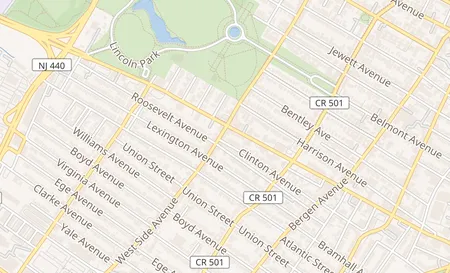 map of 572 West Side Avenue Jersey City, NJ 07304