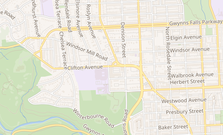 map of 3439 Clifton Ave Baltimore, MD 21216