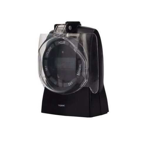 Tork 15 Amp 24 7 Outdoor Digital Multi Settings Timer With Swing Up Cover Grounded 3 Conductor 2 Outlet 642e
