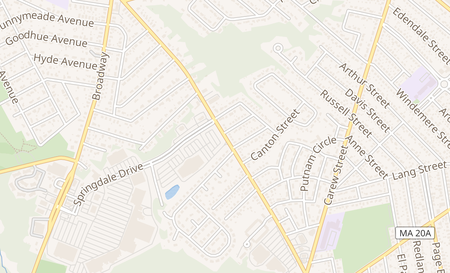 map of 1252 St. James ave Springfield, MA 01104