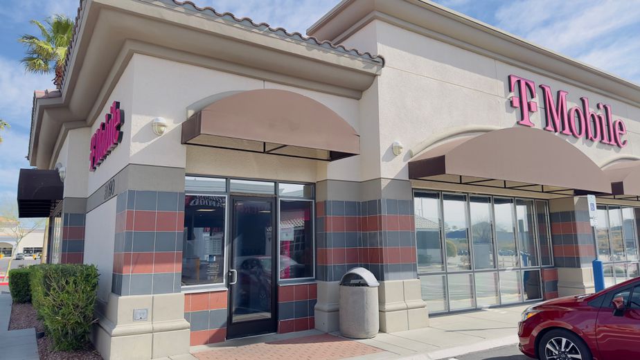 Exterior photo of T-Mobile Store at Rainbow & Lake Mead, Las Vegas, NV
