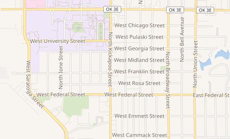 map of 2201 N. Kickapoo Ave. Shawnee, OK 74804