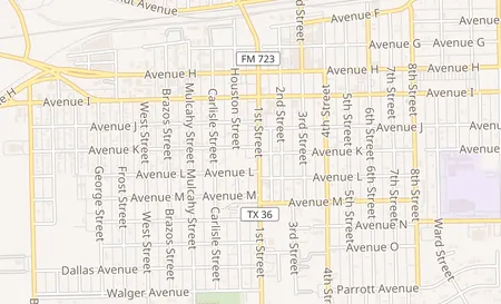 map of 1302 1st St Rosenberg, TX 77471