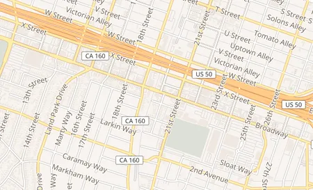 map of 1938 Broadway Sacramento, CA 95818