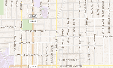 map of 1010 N Main St Oshkosh, WI 54901