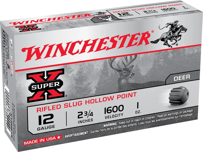 Winchester Super-X 12 Gauge 2-3/4" 1 oz. Rifled Slug, 5 Rounds X12RS15 - Winchester