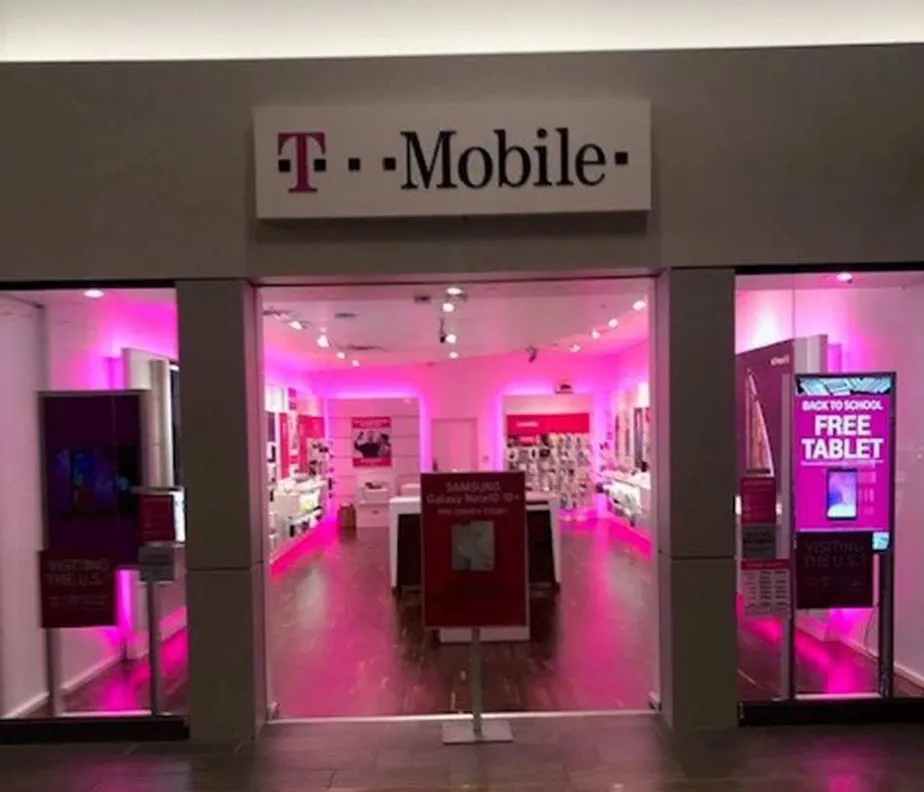 Exterior photo of T-Mobile store at Katy Mills Mall, Katy, TX
