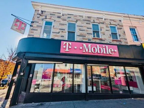 Exterior photo of T-Mobile Store at E Monument St & N Collington Ave, Baltimore, MD
