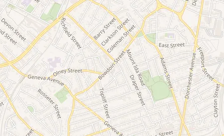 map of 227 Bowdoin Street Boston, MA 02122