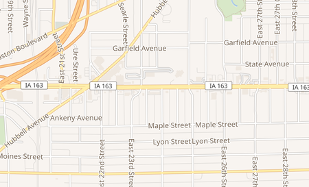 map of 2355 E University Ave Des Moines, IA 50317