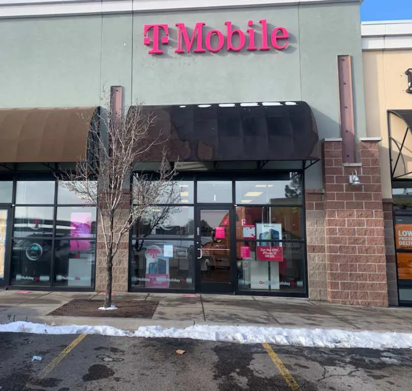 Exterior photo of T-Mobile store at S Peoria St & E Dartmouth Ave, Aurora, CO