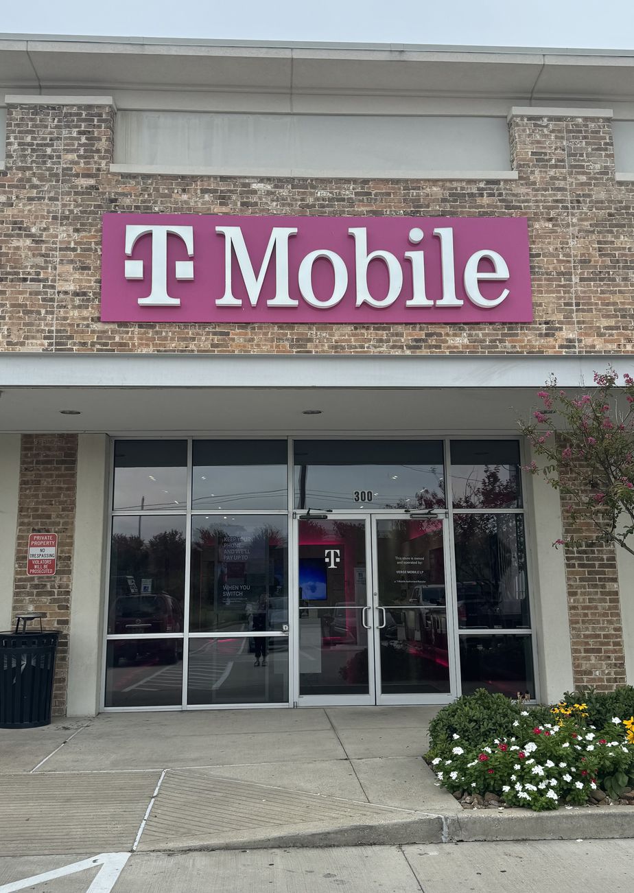 Exterior photo of T-Mobile Store at W Sam Houston Pkwy & West Rd, Houston, TX