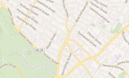 map of 487 Blue Hill Ave Dorchester, MA 02121