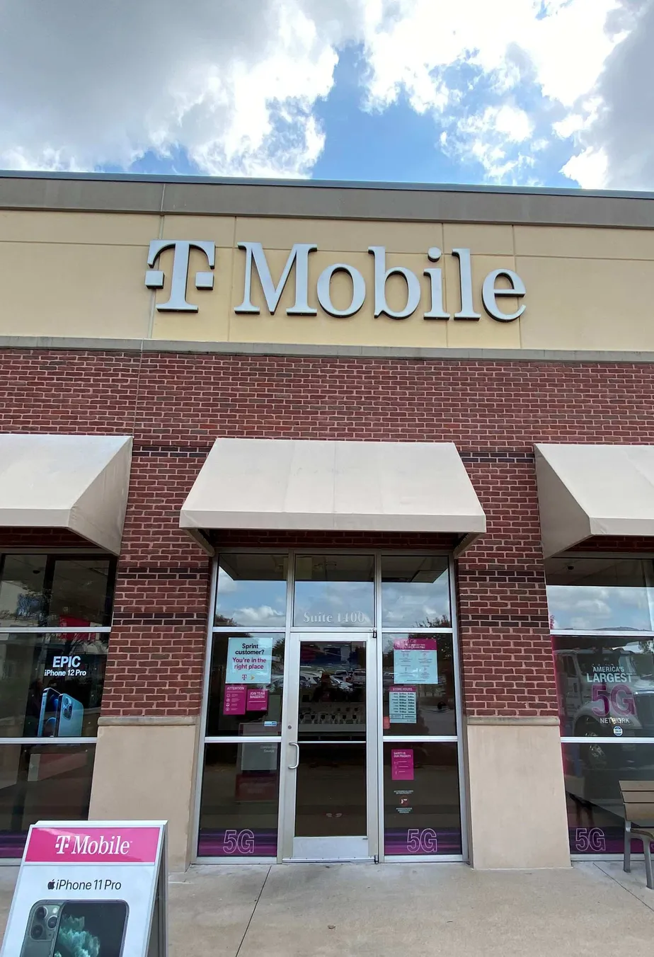 Exterior photo of T-Mobile store at Barbara Jordan Blvd & Lancaster Dr, Austin, TX