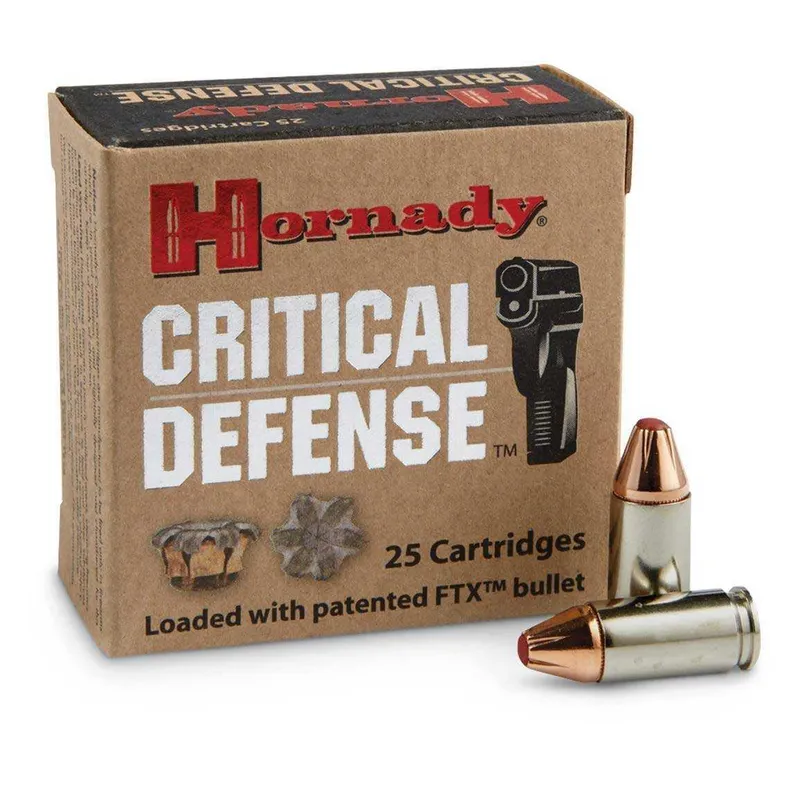 Hornady Critical Defense 9mm 115 Grain FTX - 25 Round Box 90250 - Hornady