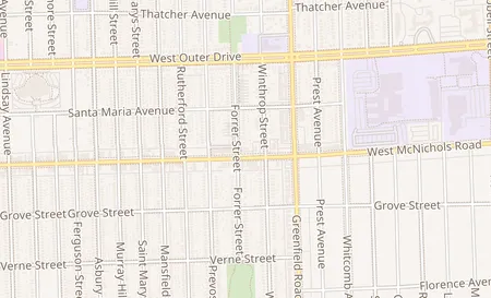map of 15640 W McNichols Suite B Detroit, MI 48235