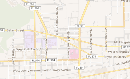 map of 1705 W Baker St Plant City, FL 33563