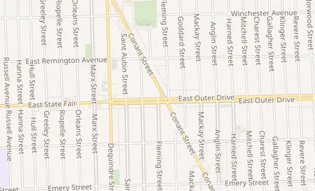 map of 1555 E Outer Dr Detroit, MI 48234