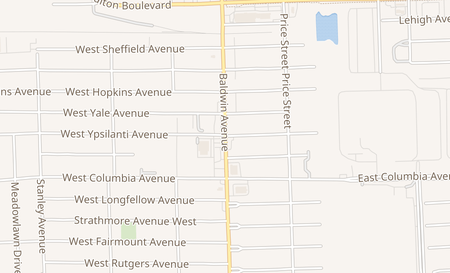 map of 1251 Baldwin Ave Pontiac, MI 48340