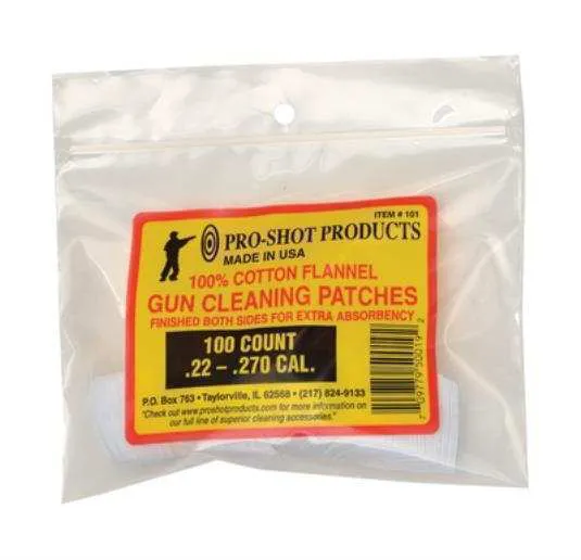 Pro-Shot Square 1.125" Cleaning Patch .22-.270 Caliber 100 Ct #101 - Pro-Shot