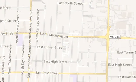 map of 1452 E. Kearney St. Springfield, MO 65803