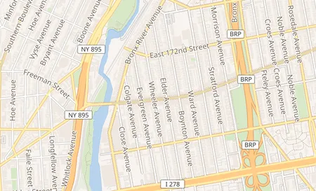 map of 1505 Westchester Ave Bronx, NY 10472
