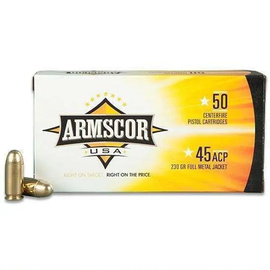 Armscor .45 ACP, 230 Grain FMJ, 50 Rounds FAC45-12N - Armsco