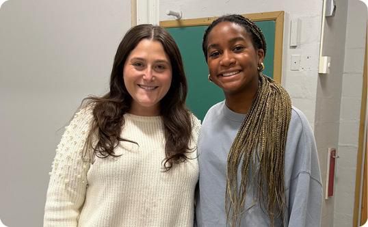 Valley Stream Student Essay Winner posing with Teacher