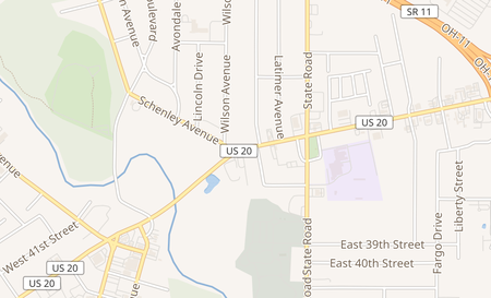 map of 1626 E Prospect Rd Ashtabula, OH 44004