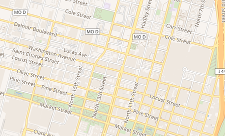 map of 1221 Washington Ave Saint Louis, MO 63103