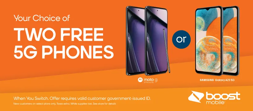 Your Choice of Two Free 5G Phones When You Switch with ID Verification