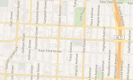map of 1201 Linwood Blvd Kansas City, MO 64109