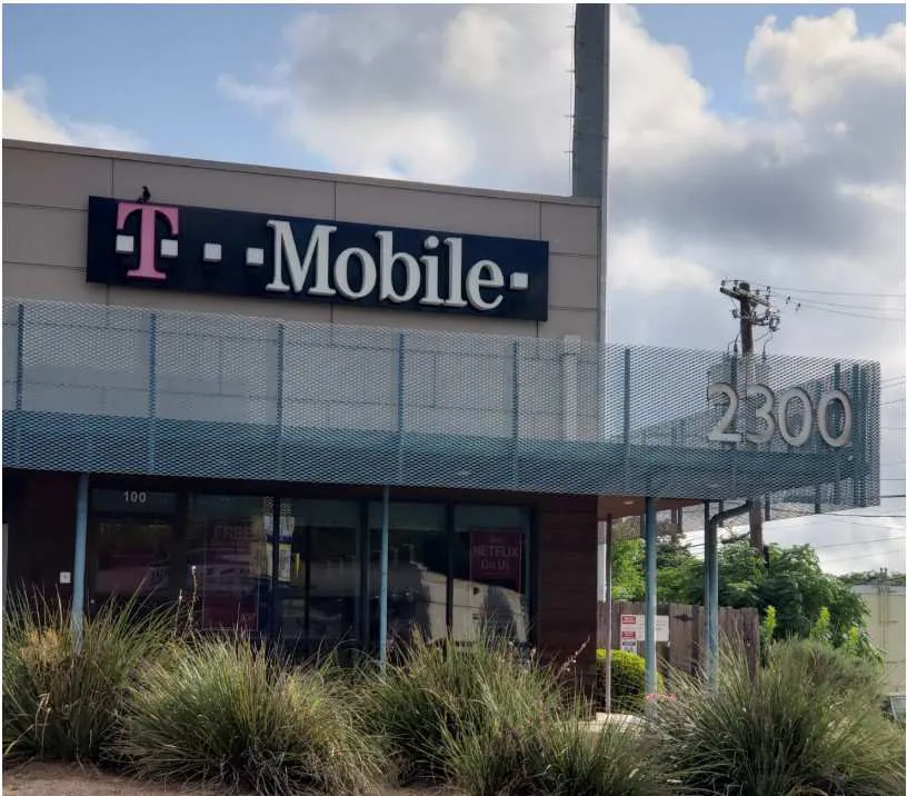 Exterior photo of T-Mobile store at S Lamar Blvd & Goodrich Ave, Austin, TX