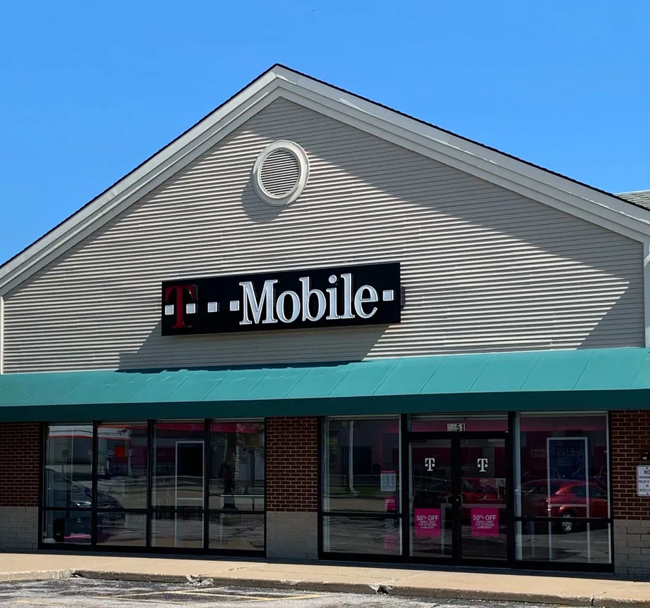 Exterior photo of T-Mobile store at Mayfield Rd & Golden Gate Blvd, Mayfield Heights, OH
