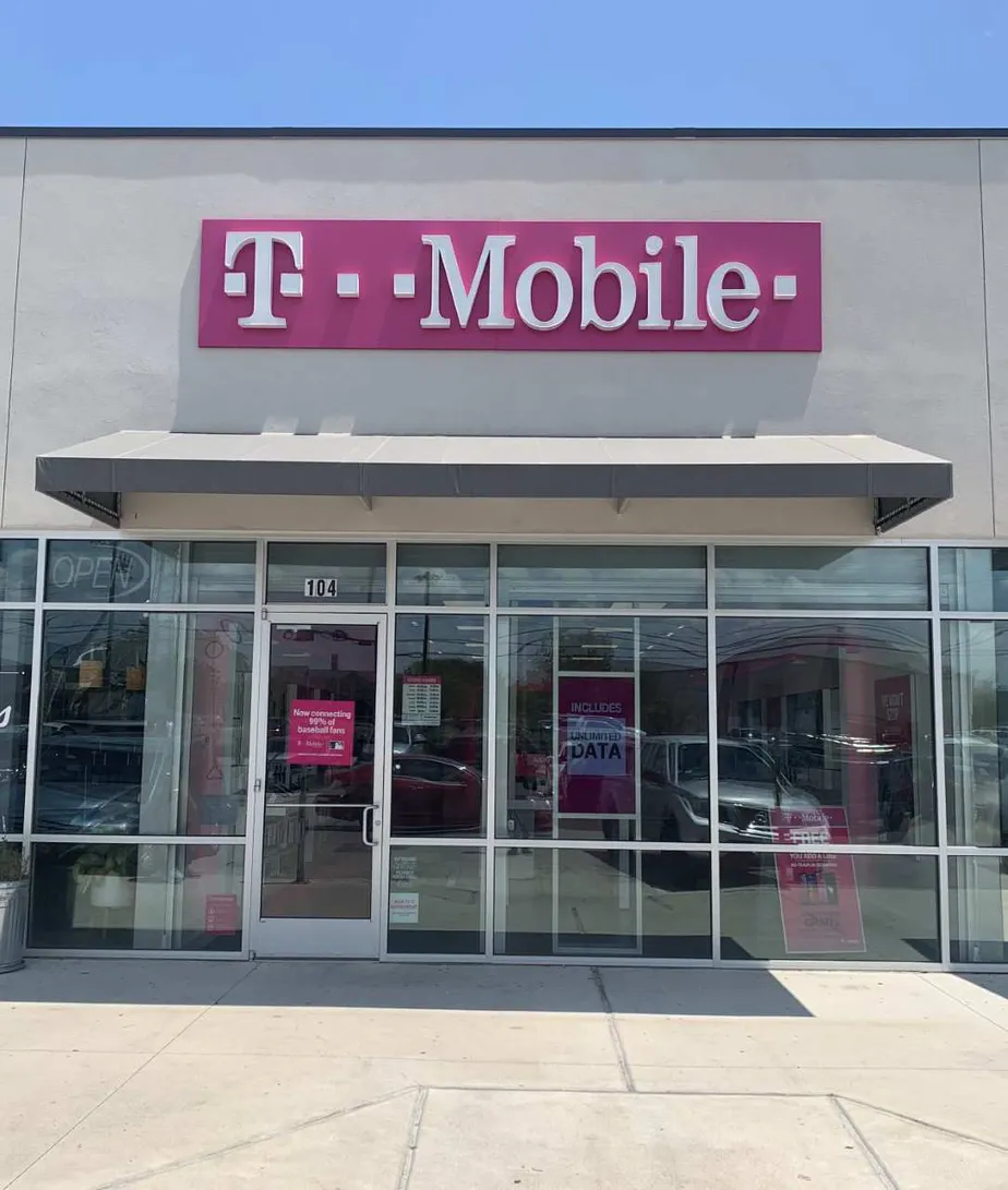 Exterior photo of T-Mobile store at Wonder World Dr & Corporate Dr, San Marcos, TX