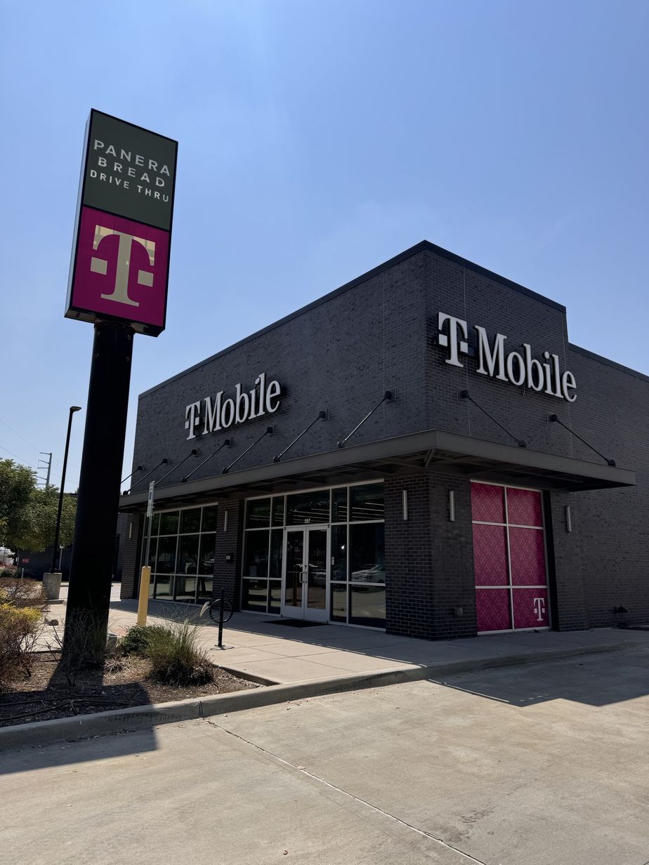 Exterior photo of T-Mobile Store at E Round Grove Rd & Vista Ridge Mall, Lewisville, TX