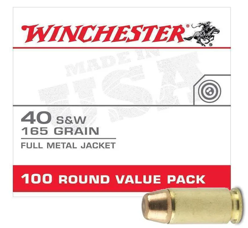 Winchester USA .40 S&W 165 Grain FMJ, 100 Round Value Pack USA40SWVP - Winchester