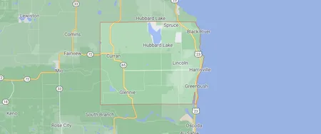 map of Alcona County, MI 48705