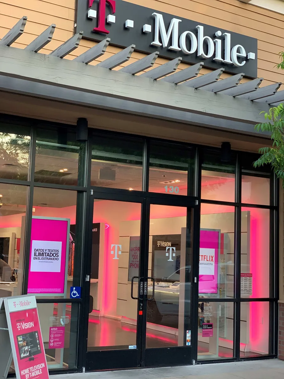 Exterior photo of T-Mobile store at El Camino Real & Whipple, Redwood City, CA