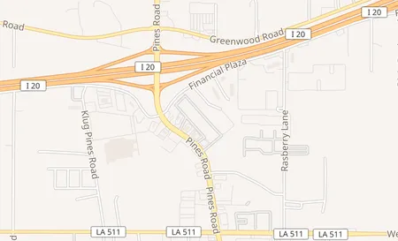 map of 6715 Pines Rd. Ste. 107 Shreveport, LA 71129