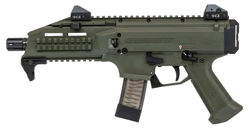 CZ Scorpion EVO 3 S1 9mm Semi-Auto Pistol, OD Green Cerakote 20+1 7.72" 91355 - CZ-USA