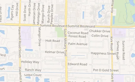map of 1154 S Military Trail West Palm Beach, FL 33415
