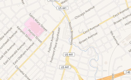 map of 2001 N Broadway St Knoxville, TN 37917