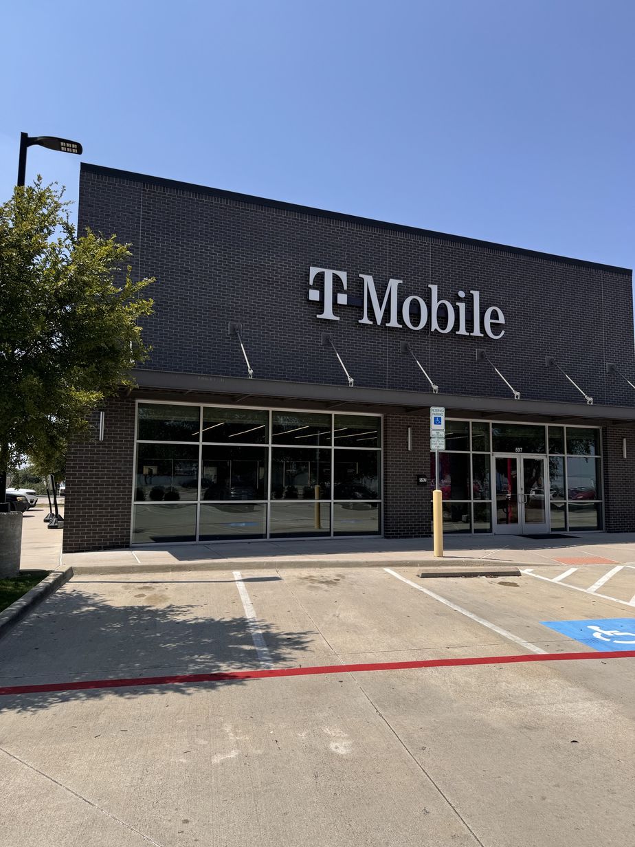 Exterior photo of T-Mobile Store at E Round Grove Rd & Vista Ridge Mall, Lewisville, TX